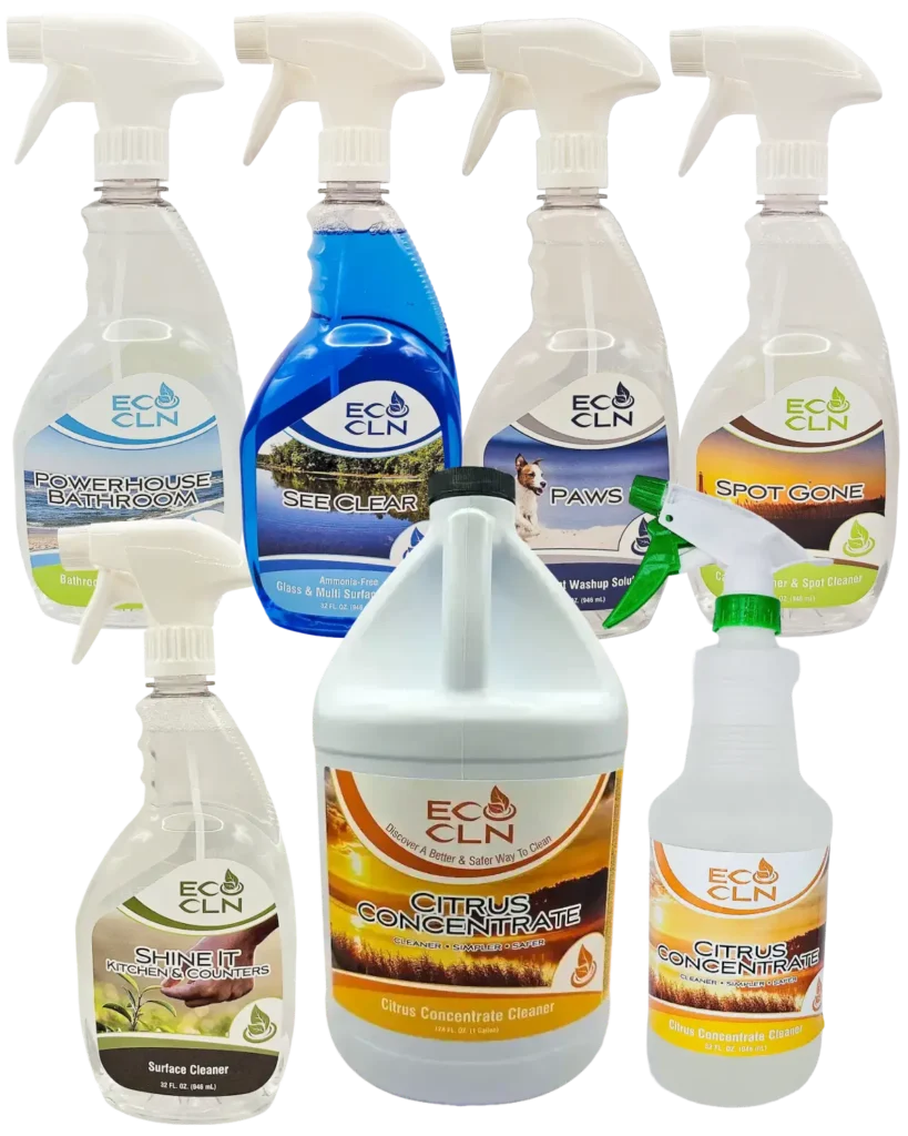 Eco Cln XL Full Monty Package with all five cleaners plus gallon Citrus Concentrate and sprayer