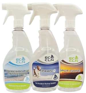 Eco Cln Pets Package with PAWS, Powerhouse, and Shine-It quart bottles