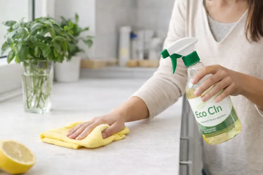 Eco Cln non-toxic cleaning solutions used in homes, pet areas, and professional spaces