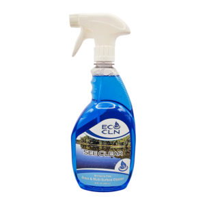Eco Cln See-Clear glass and surface cleaner bottle for ammonia-free glass cleaning