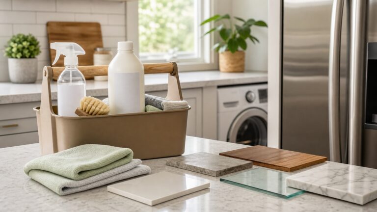 All-purpose cleaner uses setup with microfiber cloth for everyday sensitive-home surface cleaning