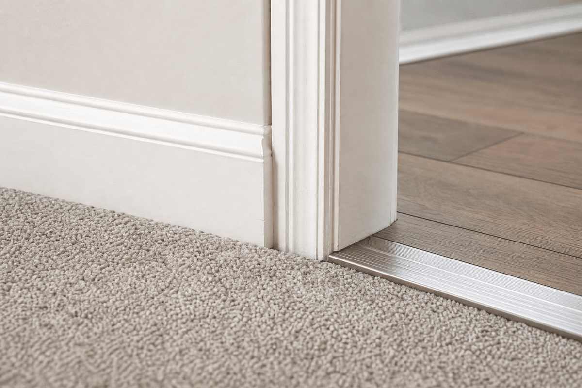 Carpet edge, baseboard, and transition areas to inspect when pet urine odor returns.