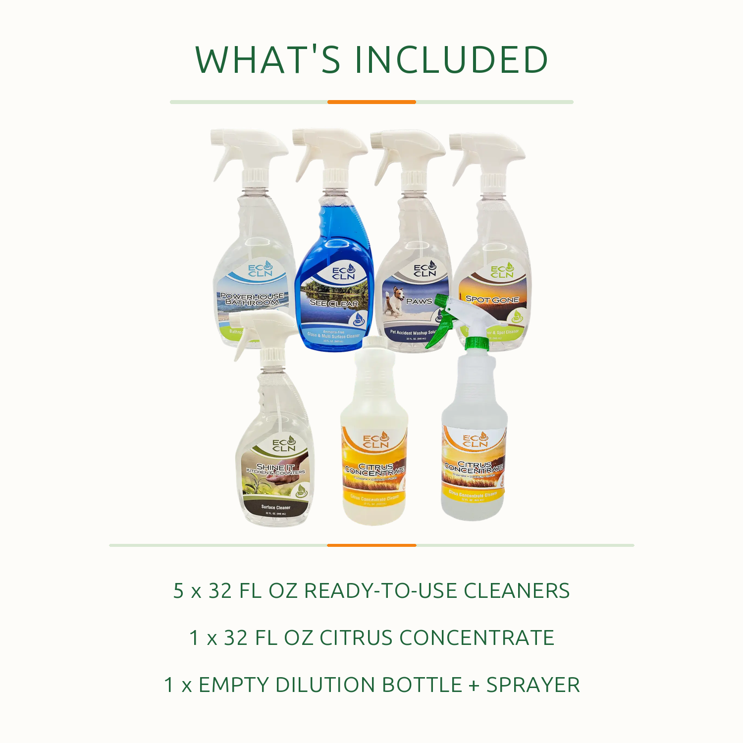Products included in the Eco Cln Full Monty Package