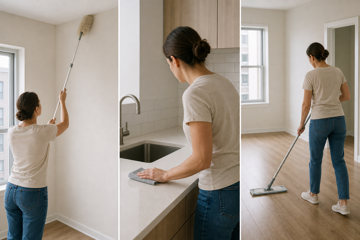 Logical rental turnover cleaning order that finishes with floors.
