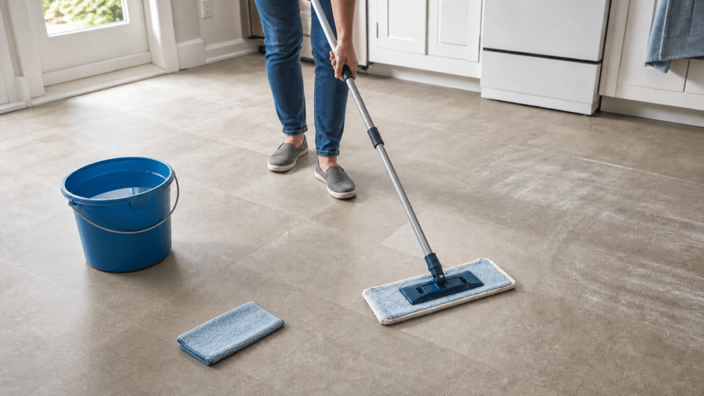 Sticky floors after mopping being cleaned with a microfiber mop