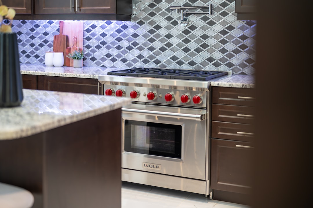 Modern kitchen range and backsplash for cleaner comparison